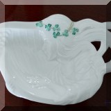 P06. Belleek trinket dish. 7” x 4.5” - $28